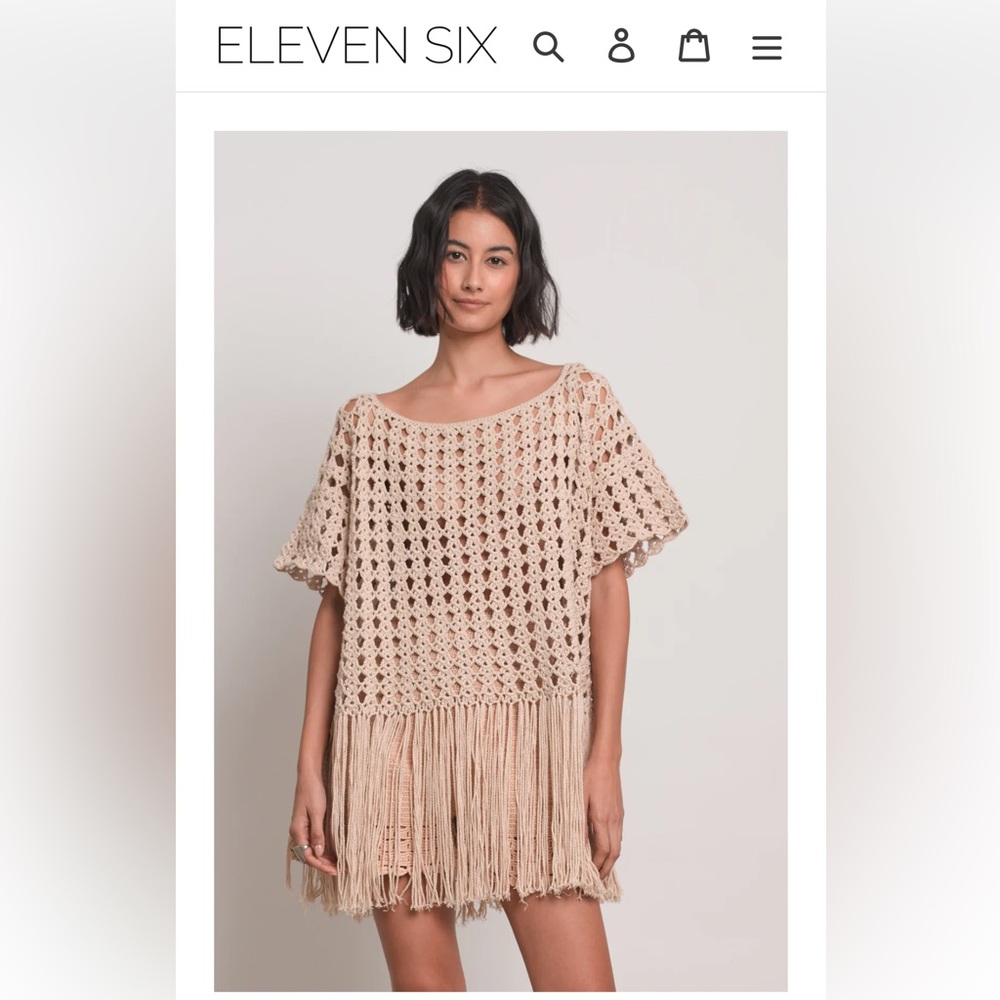 NWOT. ELEVEN SIX "Olivia" Crochet Knit Top. XL